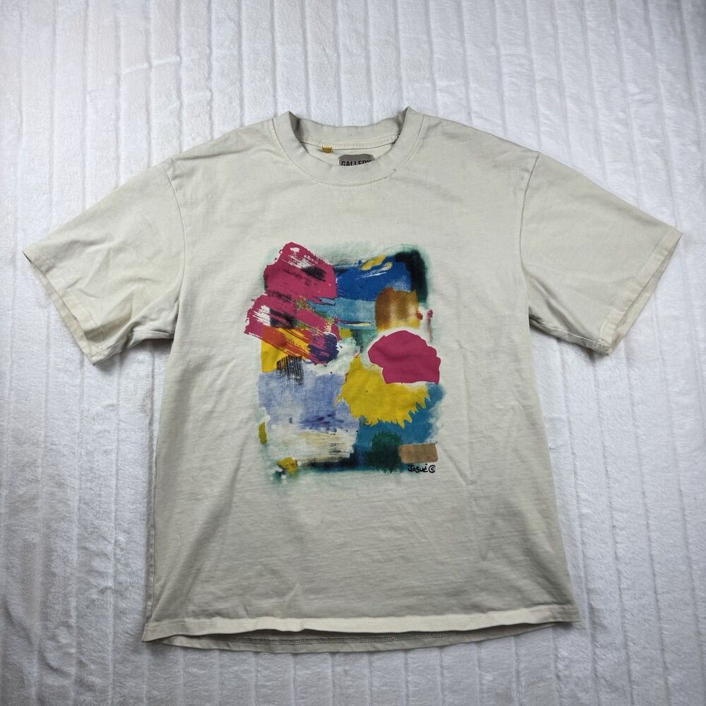 Gallery Dept T-Shirt Size Large Abstract Art Double Sided Print Beige Made USA